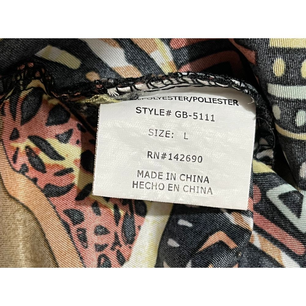 Bannock Court‎ Tribal Print Short Sleeve Medical Scrub Top Geo Pattern Aztec  L - Picture 6 of 9